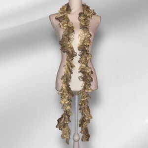 KNITTED RUFFLE STYLE Fashion Scarf in Tan, Cream and Beige